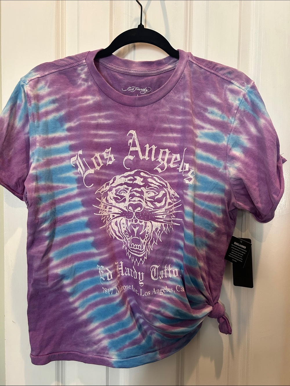 Ed Hardy Tie-Dye Tee - Purple & Blue Los Angeles Graphic